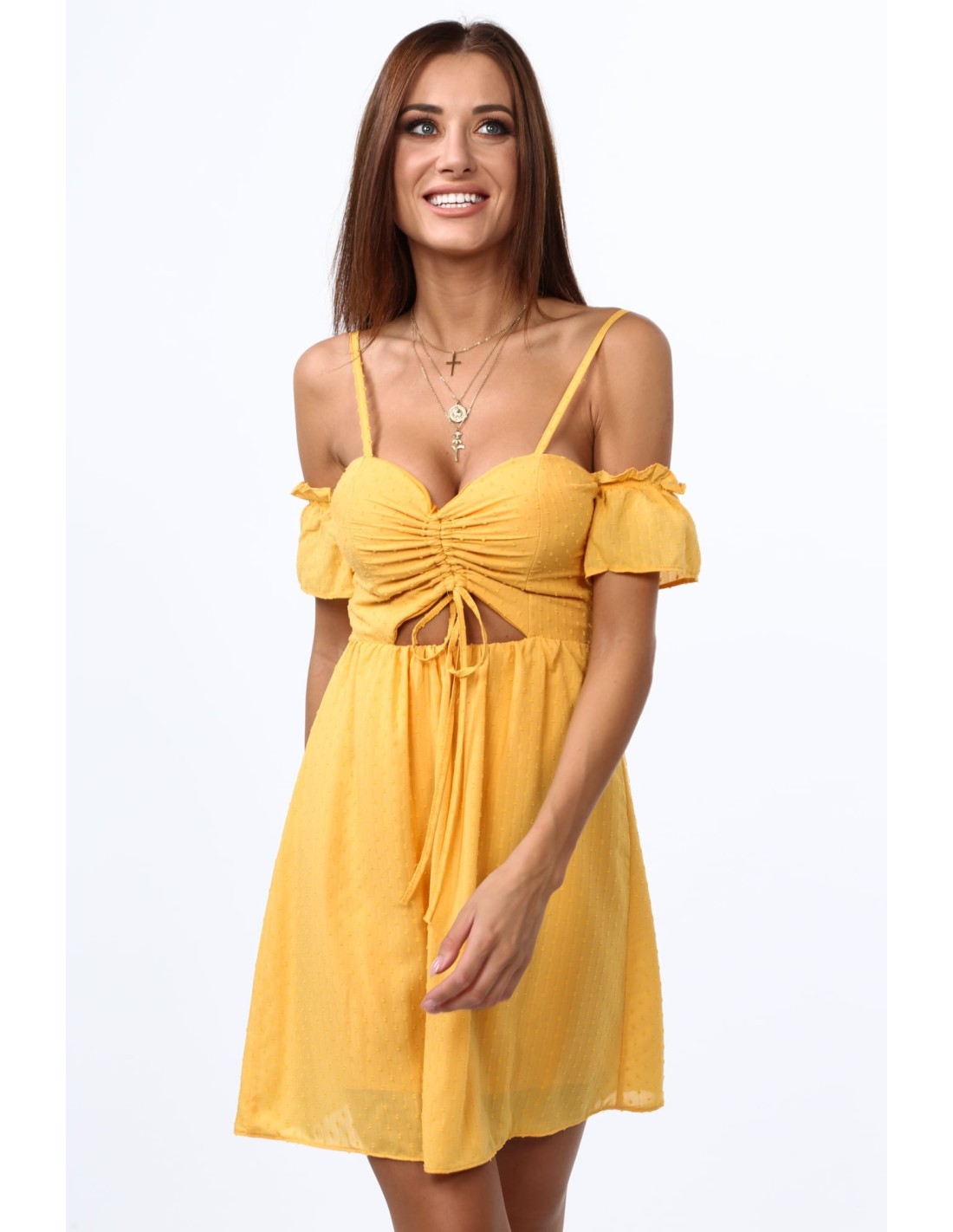 Honey dress with thin straps 1018 - Online store - Boutique